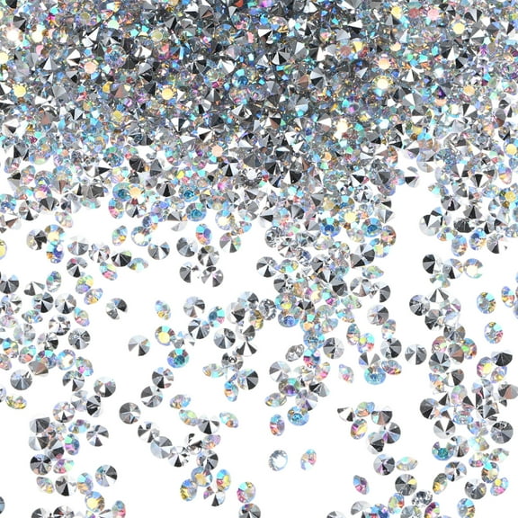 3600-Pack Acrylic Diamonds, 0.12 Inch/3mm Wedding Table Scatter Confetti Crystals, Acrylic Diamonds Gems [Silver AB]