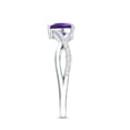 thumbnail image 4 of Rosec Jewels Heart Shape Amethyst Solitaire Crossover Ring with Diamond (6 mm), 18K White Gold, US 3.00, 4 of 9