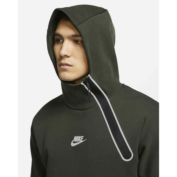 almohadilla Jugar juegos de computadora seguridad Nike NSW Tech Fleece Asymmetric Half Zip Green Pullover Hoodie Size M -  Walmart.com