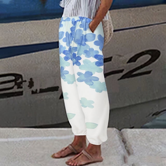SMihono Pantalons en Lin Femmes Mode Grande Taille Décontractée en Vrac Femmes d'Été Décontractée Confortable Poche en Vrac Pantalons de Couleur Unie Pantalons à Jambes Larges Femmes, jusqu'à 65% de Réduction!