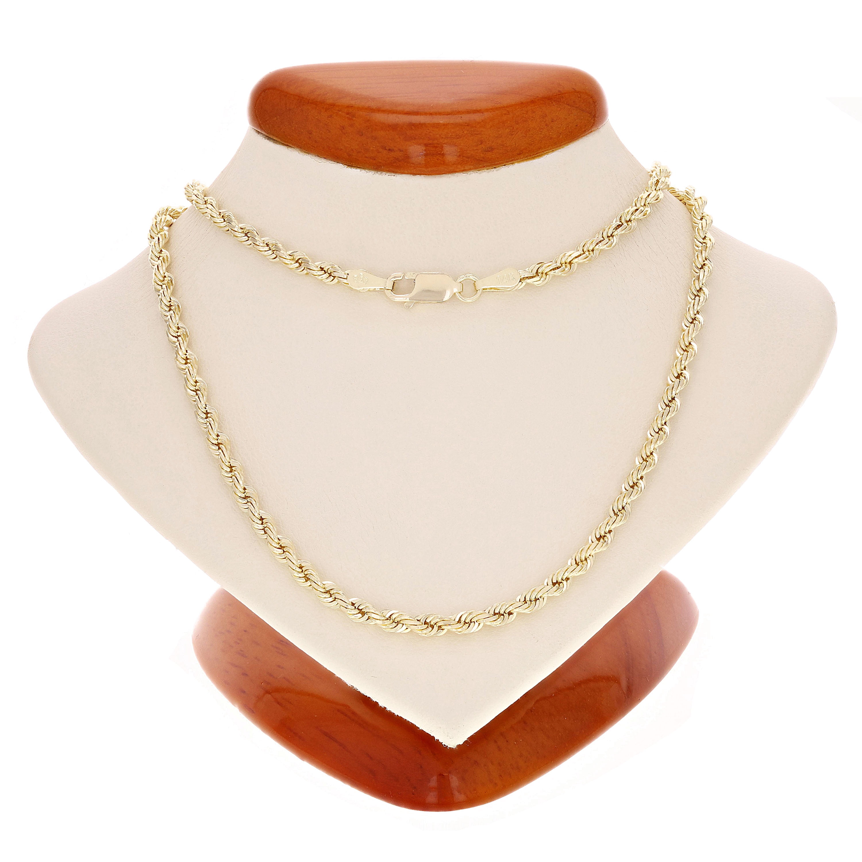 14k Yellow Gold Solid Diamond Cut Rope Chain Necklace 22" 3mm - 22"