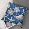 thumbnail image 7 of Creowell Hopyeer Nautical Coastal Outdoor Throw Pillows Cover Ocean Beach Sea Marine Life Starfish Seashell Conch Scallop Coral Crab Pillow Cover Pillow Cover for Couch Navy Blue(NC-Beach) 2pcs White, 7 of 7