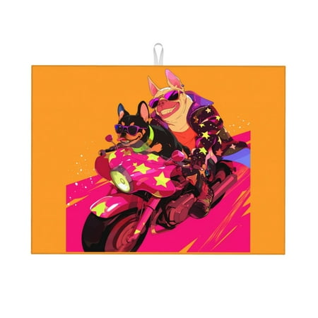 

Dish Drying Mats for Kitchen Counter - French Bulldog Cool No.130 18x24in Dish Drying Pad Coffee Mat with Hanging Loop Super Absorbent Kitchen Counter Mat Coffee Bar Accessories