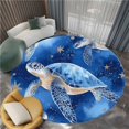 thumbnail image 3 of Round Rug Blue 5ft Watercolor Turtle Area Rugs Washable Rug, Non-Slip Rugs for Living Room, Rugs for Bedroom, Circle Rug Low Pile Soft Room Decor for Teen Kids, 3 of 7