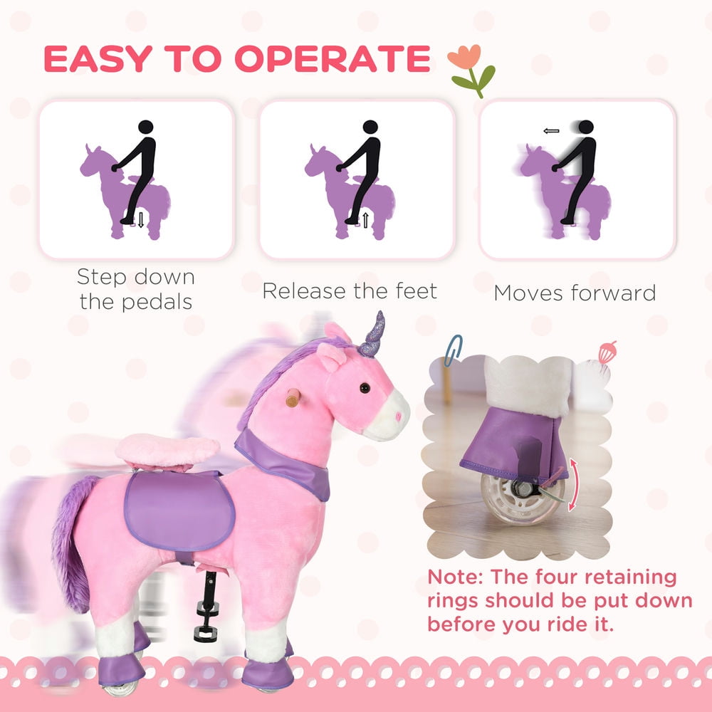 Kadyn Ride On Real Walking Unicorn with Sparkly Horn, Soft Plush Ride On Rocking Horse Bearing
