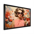 thumbnail image 2 of Designart "Retro Elegance Mid Century Woman with Floral Pattern I" Fashion Framed Wall Art Decor - Glam Pink Fashion Woman Living Room Framed Canvas Art, 2 of 6