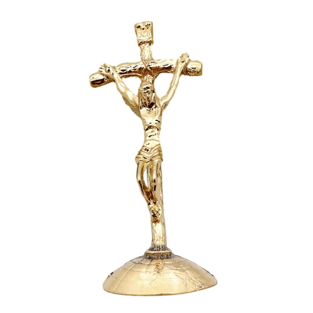 Estatua de Jesús en cruz de pie, crucifijo de mesa, adorno tradicional de escritorio, 3 Estilo A