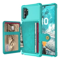 Galaxy Note 10 Plus Wallet Case, Shockproof Rubber Card Holder Wallet PU Leather Back Phone Case Kickstand Protective Scratch Hybrid Bumper Shell for Samsung Galaxy Note 10 Plus 6.8 inch, Green