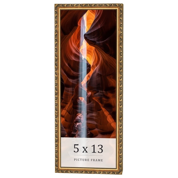 5x13 In Frame Black & Gold Solid Wood Picture Frame Width 1.125 Inches | Interior Frame Depth 0.375