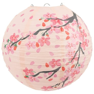 OUNONA Pink Japanese Paper Lanterns for Decoration, Indoor Outdoor Lanterns for Parties, Set of 2