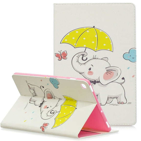 Allytech Slim Case for Samsung Galaxy Tab S5e 10.5" 2019 Model SM-T720/T725, Ultra Thin Lightweight Magnetic Closure Folding Stand Shockproof Cards Pocket Wallet Case Cover, Elephant