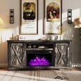 thumbnail image 4 of LUXOAK Fireplace TV Stand with Sliding Barn Door, Entertainment Center for TVs up to 73", Dark Oak, 4 of 6