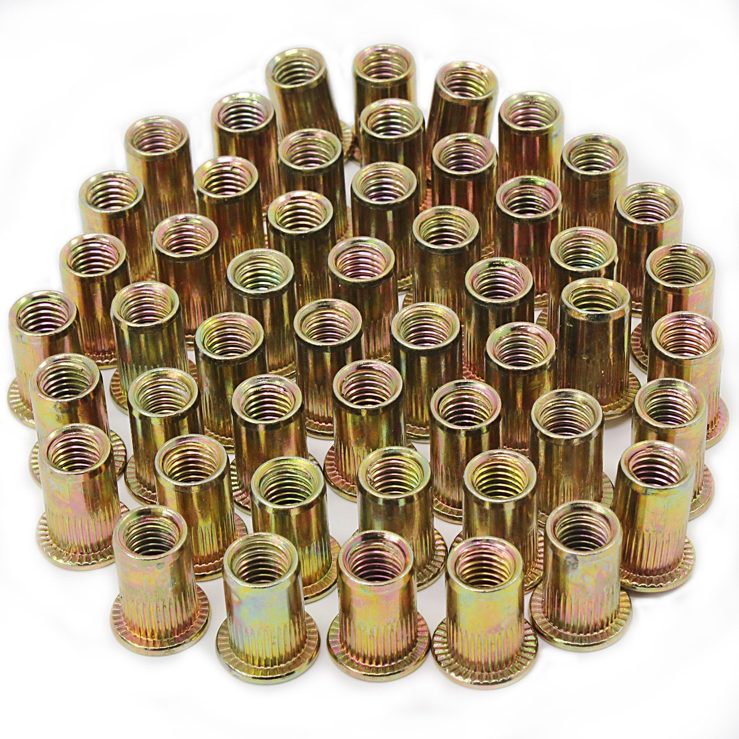 HSeaMall M8 Plated Carbon Steel Rivet Nut M8 Threaded Insert Flat Head