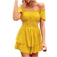 thumbnail image 2 of Pantalons pour Femmes Combinaison Courte à Col Carré Mode Décontractée Printemps et Été Jaune TG, 2 of 9