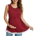 thumbnail image 2 of JuneFish Womens Maternity Tank Top Sleeveless Lace Crochet Trim Peplum Cami Shirts, 2 of 5