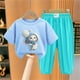 thumbnail image 2 of Odeerbi 2-12 Años Niño Niña Conjunto de Verano Camiseta de Manga Corta de Algodón Ice Silk Pantalón de Chándal Conjunto de Dos Piezas de Ropa Interior Estampada, 2 of 4