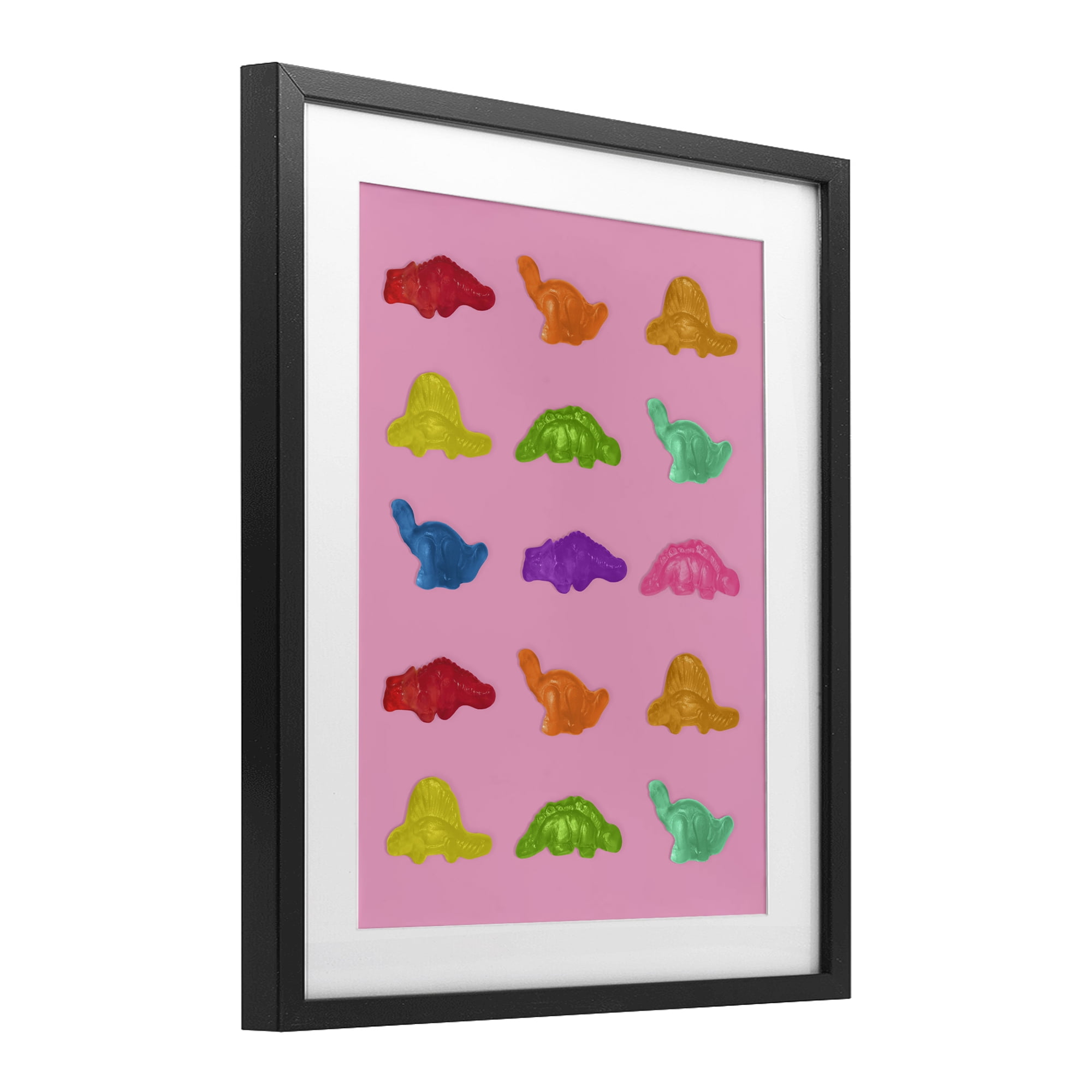 Stupell Industries Dinosaur Candies on Pink Black Framed Print Under Glass, design by LISH Creative