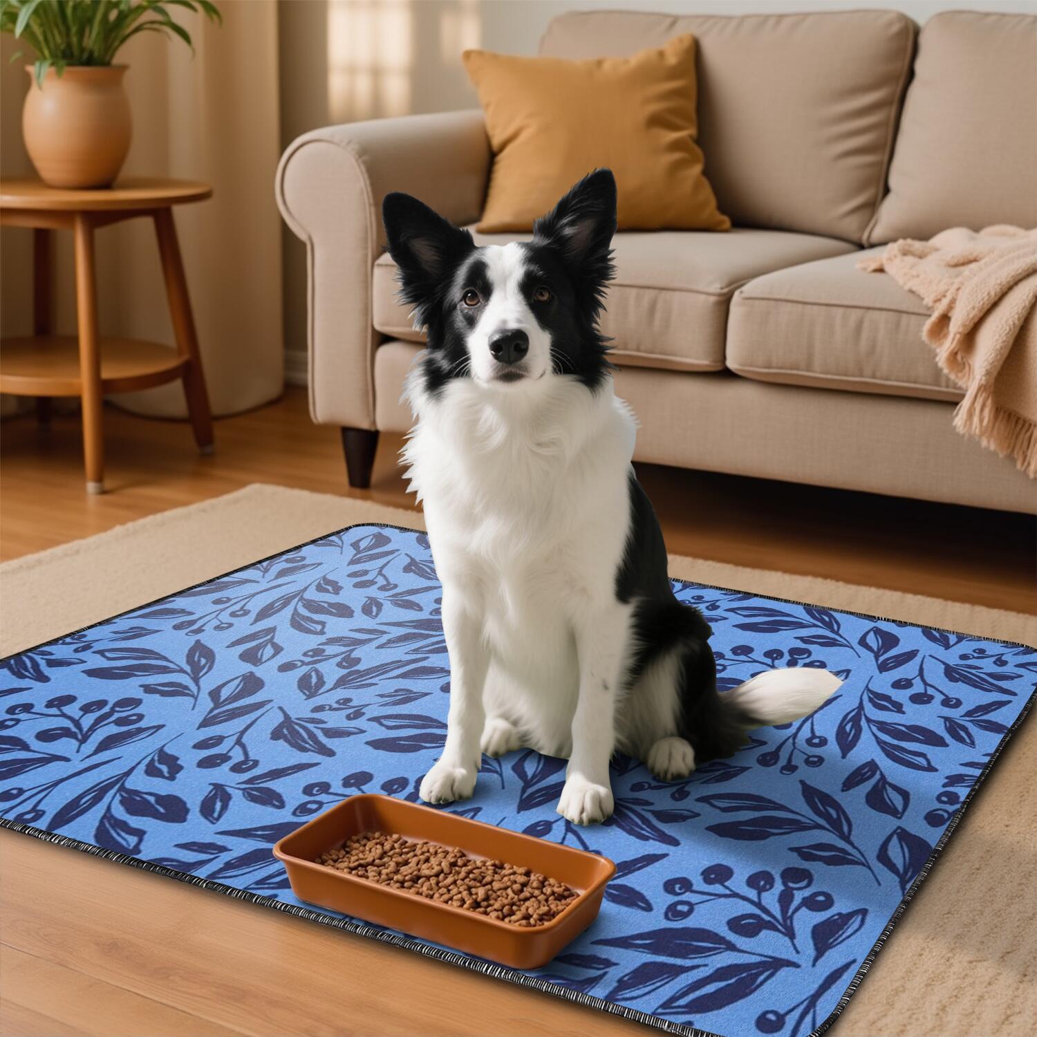 2-Set Floral Print Pet Potty Pads, Washable Reusable Dog Training Mats 24x35 Inch, Non-Slip Puppy Housebreaking Solution for Indoor Use