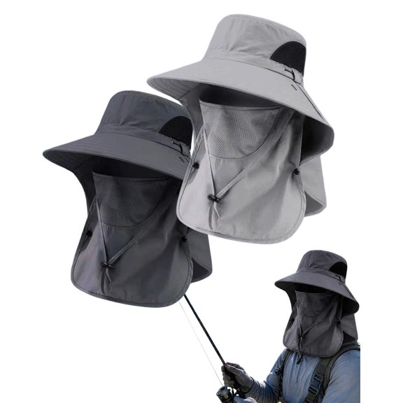 Spring Summer Fisherman's Hat Outdoor Sun, Breathable Fisherman Hat with Detachable Face Mask & Neck Flap, 360° Sun Protection Bucket Hat for Men Wome