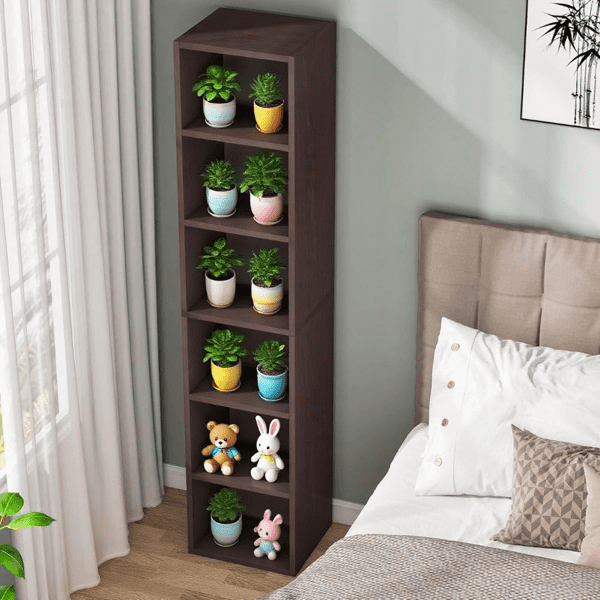 70.9" Narrow Tall 6-Tier Cube Bookcase, 30lbs/Shelf, High-Quality MDF + 2 Anti-Tip Kits, Multi-Room Storage for Living Room, Bedroom, Bathroom