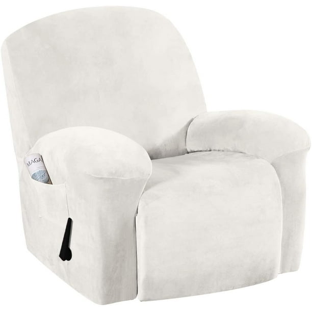 Velvet 1 Piece Recliner Cover Stretch Plush Soft For Chair Thick Slipcover Separate With Side Pocket Com Velvet 1 Piece Recliner Cover Stretch, Club Chair Recliner Fabric Covers