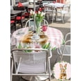 thumbnail image 4 of Easter Bunny Outdoor Tablecloth - 54 Inch Round Dining Table Cover, Spring Daisy Botanical Leaves Pink Plaid Waterproof Outdoor Table Cloth with Umbrella Hole & Zipper for Picnic/Patio/Party, 4 of 7