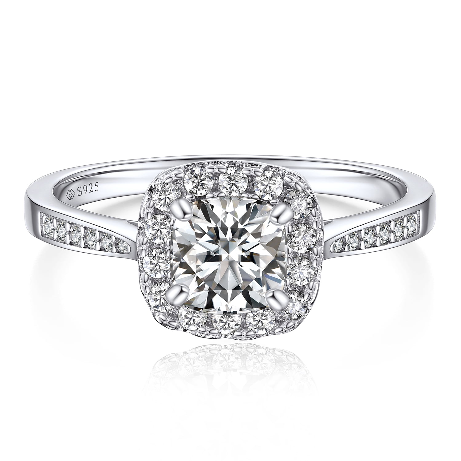 MomentWish Engagement Ring for Women 1 Carat Moissanite Promise Rings 925 Sterling Silver Anniversary Christmas Valentines Day Gifts-Size7