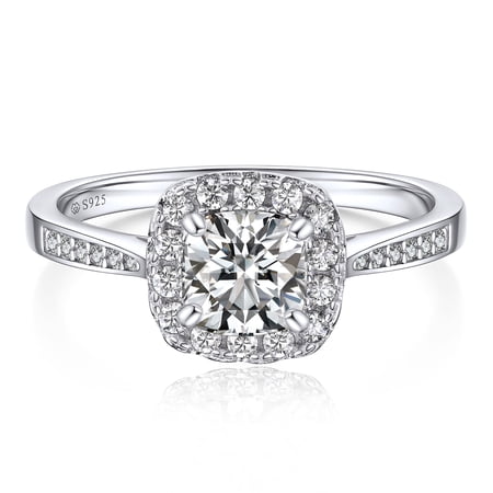 MomentWish Engagement Ring 1 Carat Lab Created Moissanite Promise Rings 925 Sterling Silver Anniversary Valentines Day Gifts for Her-Size7