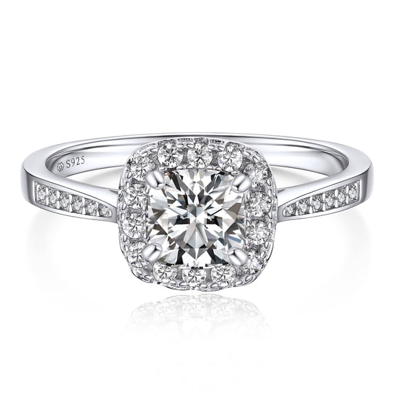 MomentWish Engagement Ring 1 Carat Lab Created Moissanite Promise Rings 925 Sterling Silver Anniversary Valentines Day Gifts for Her-Size7