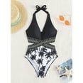 thumbnail image 3 of Family Matching Swimsuits Floral Mommy and Me Tummy Control Bikini Set Dad Son Swim Trunks Swimwear, 3 of 7