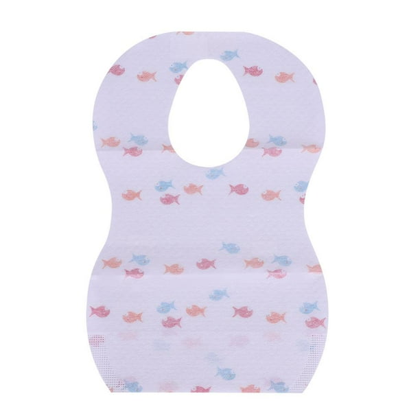 Mgaxyff 10Pcs Waterproof Disposable Baby Bibs with Large Pocket for