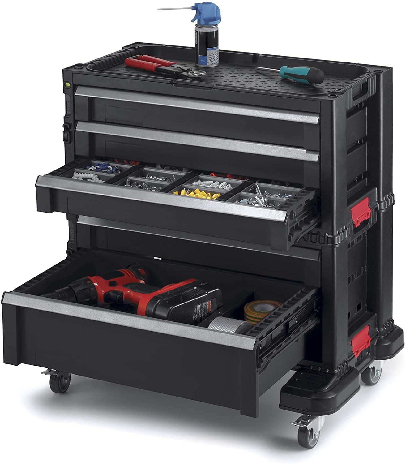 Rolling Organizer Tool Box Chest Rolling Case Portable Workshop Storage Cart Bin