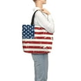 thumbnail image 2 of Lafuoo Vintage American Flag Pattern Single Shoulder Convenience Bag, Large Capacity Zippered Handbag for Shopping, Unisex-One Size, 2 of 7