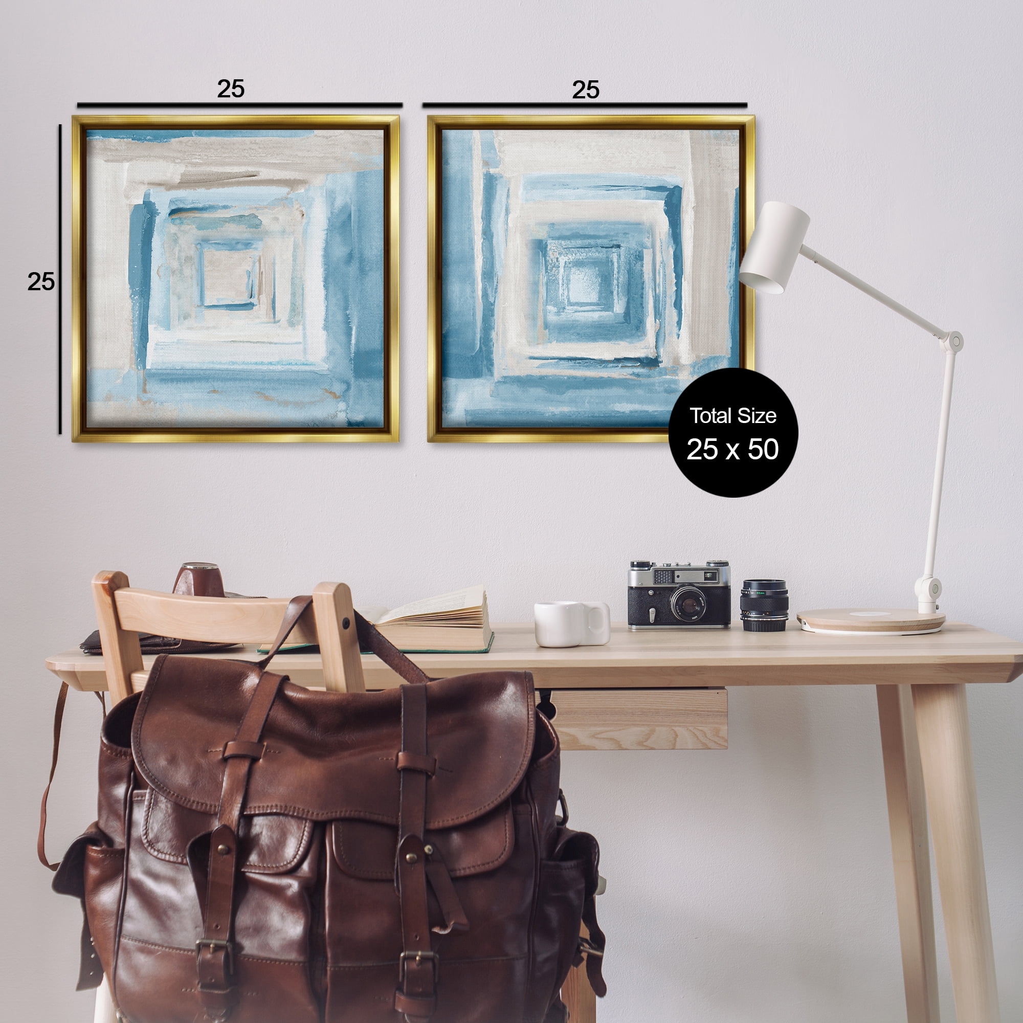 Stupell Industries Brand New Day Abstractions Abstract Painting Gold Floater Framed Canvas Art Print Wall Art, 25 x 25, Set of 2