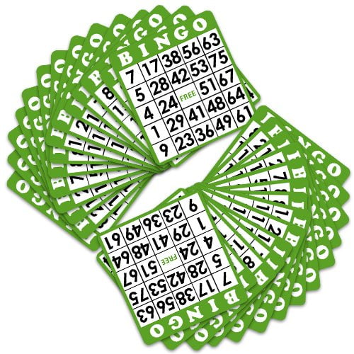 25 JUMBO Reusable Shutter Bingo Cards Green 