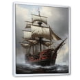 thumbnail image 2 of Designart "Ghost Ship of Pirates II" People Framed Wall Art - Modern Grey Pirate Entryway Framed Wall Art Print, 2 of 6
