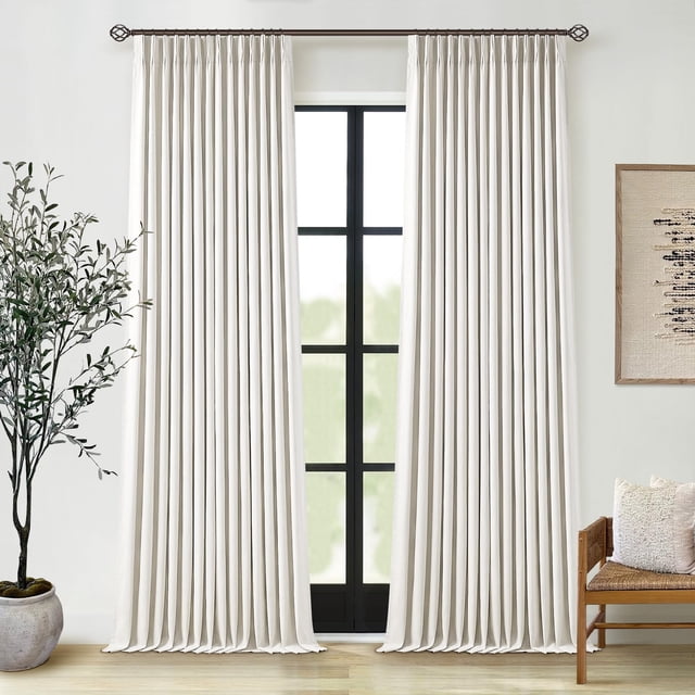 Cortinas opacas de lino TWODRAPES, 260 x 260 cm, color crema