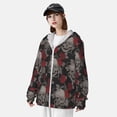 thumbnail image 3 of Balery Skull and Red Roses Sudadera ligera de manga larga con capucha y protección solar UPF 50+ para hombre y mujer, ideal para pesca y running-Small, 3 of 7