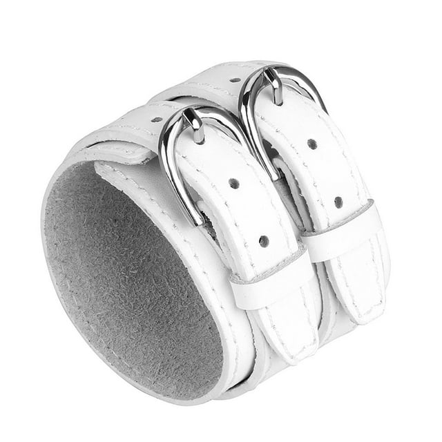 Pulsera de viaje doble Yinane Trenazado de Doble PU Cuero Negro Blanco