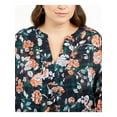 thumbnail image 3 of TOMMY HILFIGER Womens Navy Floral Long Sleeve V Neck T-Shirt Plus Size: 1X, 3 of 4