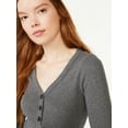 thumbnail image 3 of Free Assembly Women's Ribbed Henley Tee with Long Sleeves, 3 of 5