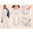 thumbnail image 4 of MOYIKO Two Piece Sets for Women Fall Travel Vacation Outfits Pleated Long Sleeve Lounge Sets Wide Leg Pants, 4 of 7