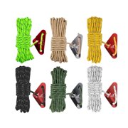 Heavy Duty Camping Rope - 6 Pack 4mm Outdoor Reflective Guy Lines with Tensioner Adjuster Strong Nylon Cord for Large Tent Big Tarp Canopy Tie Downs