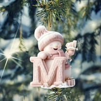 Taicans ‌Personalized Initial A-Z Pink Snowman Christmas Ornament - Handmade Acrylic 2D Tree Decoration,2.5" Tall,Winter Wonderland Holiday Gift for 2025,Perfect for Tree/Mantle/Wreath‌