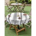 thumbnail image 4 of Outdoor Tablecloth with Umbrella Hole for Patio/Picnic/Party/Camping, White Boho Waterproof Table Cloth Round Cover Washable, Ethnic Tribe Striped Vintage (Dia 54"), 4 of 9