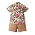 thumbnail image 3 of TOOYOU Toddler Boys 2-Piece Outfits Sets Short Sleeve Prints T Shirt Tops Shorts Gentleman Outfits Boys Casual Matching Sets Size 18-24 Months Beige, 3 of 7