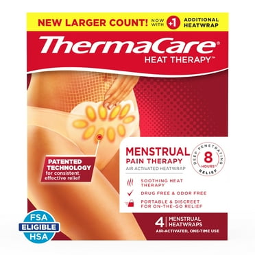 ThermaCare Menstrual Cramp Pain Relief Heat Wraps, 4 Ct