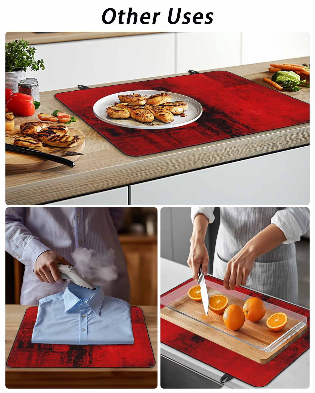Stove Top Covers for Electric Stove, Red Glass Stovetop Cover Protector, Retro Oil Painting Modern Abstract Art Aesthetics Induction Cooktop Protector Oven Mat for Kitchen Countertop 24"x21"