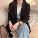 thumbnail image 2 of Blazer negro de moda coreana para mujer, chaqueta holgada clásica con cuello vuelto, manga larga y bolsillos, 2023, 2 of 5