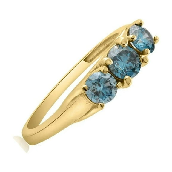 Pompeii 1 Ct Blue Diamond 3-Stone Engagement Anniversary Ring Lab Grown in White or Gold